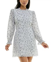 B Darlin Juniors&#39; Printed Mock-Neck Long-Sleeve Dress Cream/Navy Size 11/12 $49 - £11.21 GBP