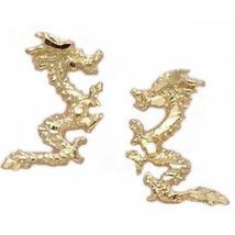 14K Gold Japanese Dragon U L Earrings Jewelry 13mm - £51.39 GBP