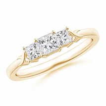 ANGARA Princess-Cut Diamond Three Stone Ring with X Motifs for Women in 14K Gold - £984.10 GBP