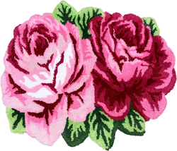 ABREEZE Rose Rug Rose Carpet Pink Plush Bath Mat Door Mat Nonslip Bathro... - £40.34 GBP