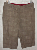 Excellent Womens Gap Brown W/ Shiny Gold Plaid Dressy Bermuda Shorts Size 6 - £19.81 GBP