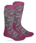 Huntworth Socks Girls Warm Thermal Merino Wool Camo Cushion Crew Boot 2 PK - $22.02 CAD