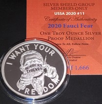 2020 1 oz Silver Fauci Fear Proof  Micro-Mintage &quot;Virus19 Lockdown PsyOp&quot; - £284.57 GBP