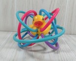 Colorful lots of loops rings baby teether duck rattle center blue purple... - $15.58