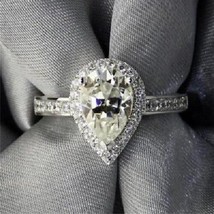 Pear Shaped Stone 2Ct Simulated Diamond Engagement Ring With Sterling Silver - £35.84 GBP