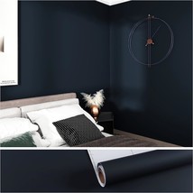 Solid Navy Blue 15.7&quot; X 118&quot; Wallpaper Peel And Stick For Bedroom Removable - £30.83 GBP