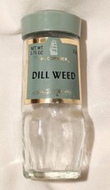 Vtg Empty McCormick Green Top Glass Spice Jar Bottle Replacement Dill Weed - £6.19 GBP