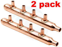 2 Pack 3/4in Inlet 1/2in PEX Water Outlet 4 Ports Closed End Manifold - £36.77 GBP