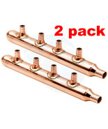 2 Pack 3/4in Inlet 1/2in PEX Water Outlet 4 Ports Closed End Manifold - £36.77 GBP