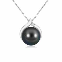 Angara 8mm Tahitian Pearl Solitaire Pendant Necklace in 14K White Gold - £304.60 GBP