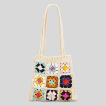 Houlder bags granny square tote bag casual knitted handbags handmade woven summer beach thumb200