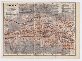 1911 Antique Map Wuppertal Elberfeld Barmen / North RHINELAND-WESTPHALIA Germany - £15.15 GBP