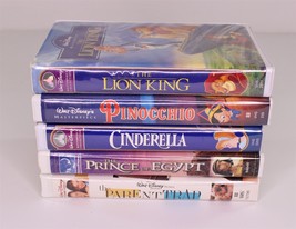 Lot of 5 Disney Clamshell VHS Movies - Lion King - Cinderella - £22.00 GBP