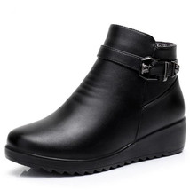 Winter Mother Cotton Shoes Boots Middle-aged Women Shoes Boots Flat Wedges Genui - £43.59 GBP