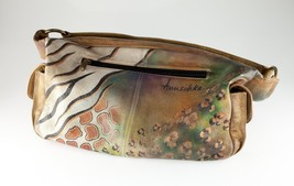 Anuschka Leather Print Hand-Painted Purse with Pockets and Zippers - £189.91 GBP
