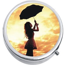 Umbrella Girl Medicine Vitamin Compact Pill Box - £7.64 GBP