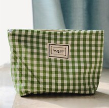 Korean Plaid Cosmetic Makeup Bag For Women Cosmetics Organizer Pouch Large Woman - £44.18 GBP