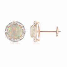 ANGARA Natural Opal Round Earrings with Diamond for Women in 14K Gold (6MM) - £1,210.29 GBP