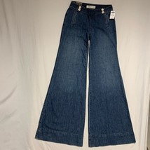 NWT Super Wide Leg Jeans Bell Bottoms Women’s 0 Mid Rise Button Denim OL... - $59.40