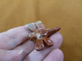 Y-DRAG-20) DRAGONFLY fly Red TAN figurine BUG carving SOAPSTONE PERU dra... - $8.59