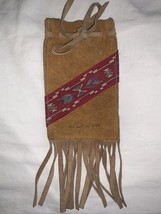 Souvenir San Antonio Texas  Leather Bag Pouch Native Sioux Style - $282.54 MXN