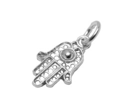 .925 Sterling Silver Hand Hamsa #3 Pendant Charm - $24.99
