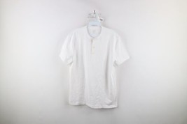 J Crew Mens Size Medium Garment Dyed Short Sleeve Henley T-Shirt White Cotton - £31.61 GBP