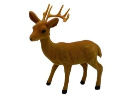 Vintage Reindeer Felt Plastic Antlers Brown Deer Christmas Decor 5&quot; - $18.00