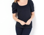 All Worthy Hunter McGrady Knit Top Shirt with Ruched Sleeves- BLACK, 5X - $21.98