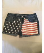 July 4th Size 18R Justice shorts jean patriotic sequin stars stripes girls - £12.43 GBP