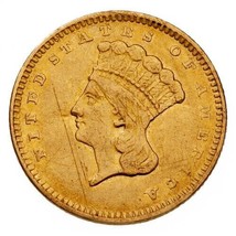 1856 $1 Gold Indian Princess in XF-AU Condition, Gorgeous Early US Gold - $558.86