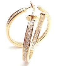 Authentic! Cartier 18k Yellow Gold Inside Out Diamond Large Hoop Earrings - $14,750.00