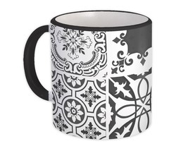 Mosaic Tiles Patchwork : Gift Mug Black and White All Occasion Decor - £12.70 GBP