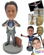 Personalized Bobblehead Cool Super Guy Getting Rid Of Formal Outfit To Start The - £66.84 GBP