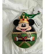 Disney Parks Green Nutcracker Mickey Mouse Glass Ball Ornament NEW - £43.20 GBP