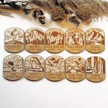 Set of 10 National Parks Wooden Coasters - Handmade Gift - Housewarming - Wood K - £3.93 GBP+