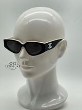 NIB Chanel 6056 Black &amp; White Cat Eye Sunglasses with CC Logo – 100% Aut... - $284.05