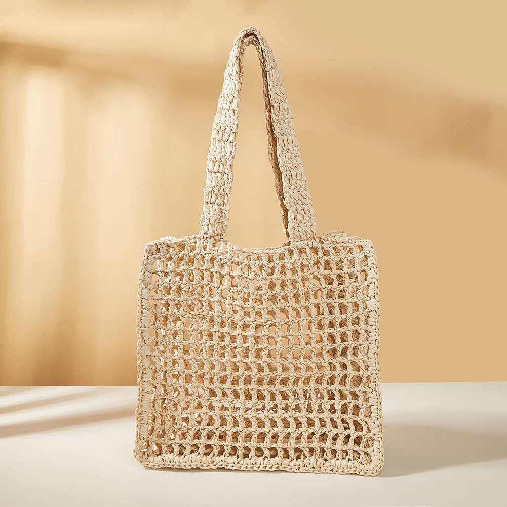 Summer Ladies Woven Tote Handmade  Top-handle Bag Casual Fashion Simple Portable - $67.63