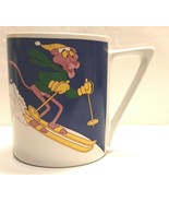 1989 PINK PANTHER Ski In The Pink Coffee Hot Chocolate Mug by Dakin 4&quot; T... - £23.56 GBP