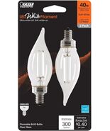 Filament LED Light Bulb BA10 E12 40W Soft White Clear 2PK - FEIT BPCFC40... - $11.87
