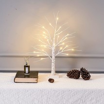 2FT 24LT Led Lighted Birch Tree 24&quot; White Money Artificial Tree Christmas Decora - £19.50 GBP