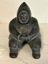 Vintage Stone Carving Sculpture Soapstone ~ Sitting Man ~ Inuit? - $123.75