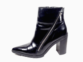 Size 7.5 Women Heels Faux Leather Black Boot Biker Punk CHARLES By Charles David - £32.99 GBP