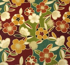 RICHLOOM TRENDSETTER MOSAIC GREEN RED LARGE FLORAL FABRIC BY THE YARD 54&quot;W - £10.65 GBP