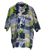 LA Beat Short Sleeve Hawaiian Shirt Green Blue White Men’s Unisex XL - £14.96 GBP