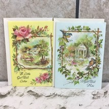 Vintage Coronation Collection Get Well Greeting Cards Lot Of 2 Art Illus... - $14.84