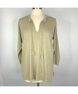 Ann Taylor LOFT Womens Tasseled Tan Taupe Tunic Sweater Top Size Medium ... - $366.97 MXN