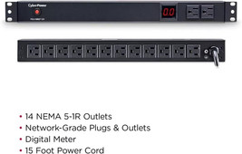 CyberPower PDU15M2F12R Metered Power Distribution Unit 100-125V/15A ~ 14... - $85.49