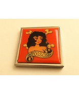 Vintage Compact Mirror Enameled Image of a Dark Haired Woman w/ Poison B... - $33.95 CAD