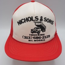 Mesh Snapback Trucker Farmer Hat Cap Nichols &amp; Sons Trucking Mt. Morris Michigan - £19.71 GBP